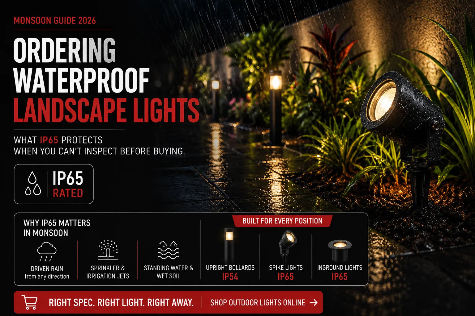 Ordering Waterproof Landscape Lights in Monsoon Season: What IP65 Protects When You Can’t Inspect Before Buying