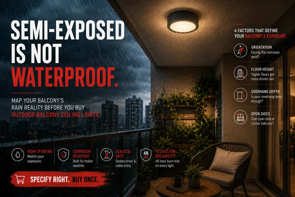 Semi-Exposed Is Not Waterproof: Mapping Your Balcony’s Rain Reality Before You Buy Outdoor Balcony Ceiling Lights